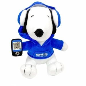 Snoopy 6” Plush Headphones Blue Hoodie Sweater Cellphone 2013 MetLife Peanuts